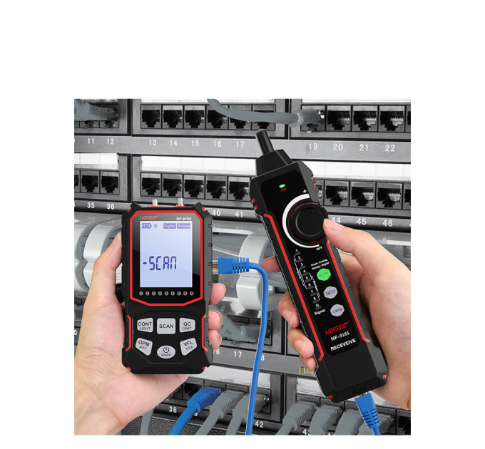 Кабельный тестер Noyafa NF-918S трассоискатель, PoE тестер, оптический измеритель мощности OPM, VFL (19696)