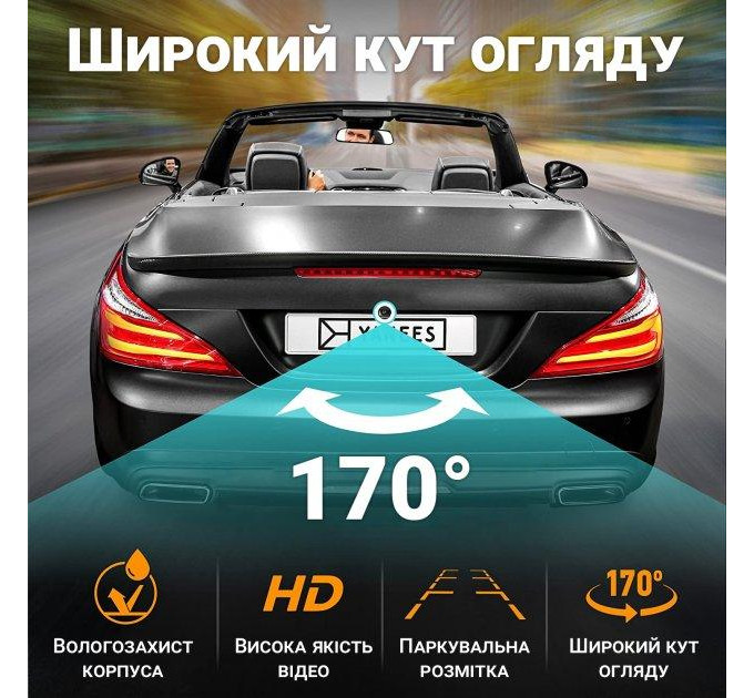 Камера заднего вида Podofo A2961 парковочная камера, CVBS+AHD, IP68, 170° UDstore (Black) (18696)