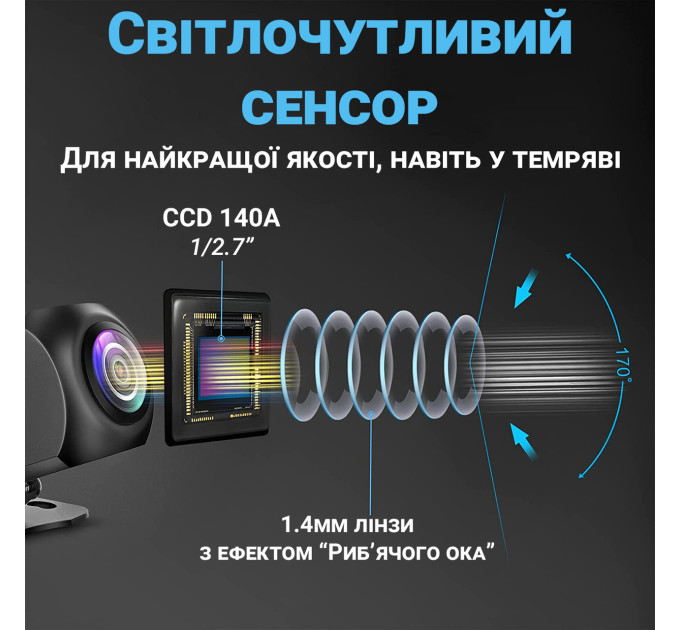 Камера заднего вида Podofo A2961 парковочная камера, CVBS+AHD, IP68, 170° UDstore (Black) (18696)