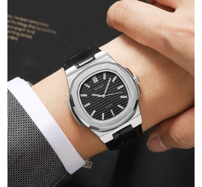 Мужские наручные часы Skmei 2512 Original классические кварцевые (Silver Black, 2512SIBK) (19162)