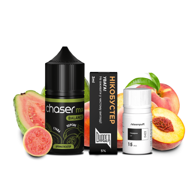Набор для самозамеса на солевом никотине CHASER Mix BALANCE NEW 30 мл (Гуава Персик, 0-50 мг) (17804)