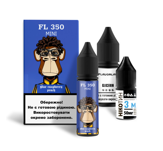 Набір для самозамішування на сольовому нікотині Flavorlab FL350 Mini 15 мл (Блакитна малина Персик, 0-50 мг) (16492)