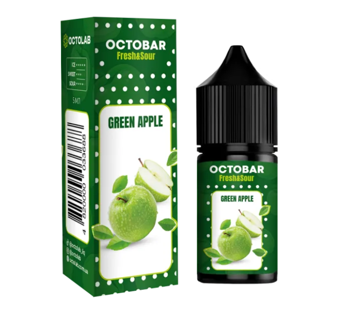 Набор для самозамеса на солевом никотине Octobar Fresh & Sour 10 мл (Green Apple Зеленое яблоко, 0-50 мг) (18498)