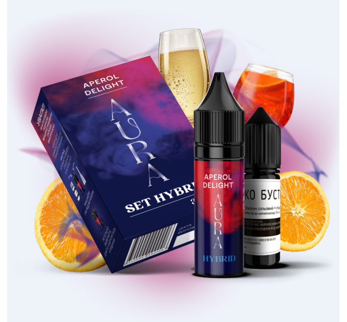 Набор для самозамеса солевой Aura HYBRID 10 мл (Aperol Delight Апероль, 0-50 мг) (17219)