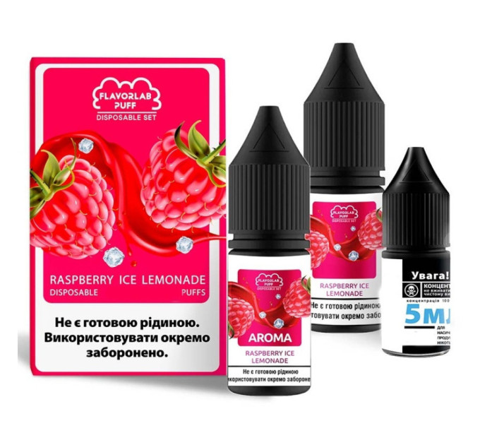 Набор компонентов для самозамеса солевой Flavorlab Disposable Puff 30 мл (Raspberry ice lemonad, Малиновый лимонад со льдом 0-50 мг) (19732)
