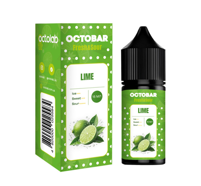 Набор компонентов для самозамеса солевой жидкости Octobar Fresh & Sour 30 мл (Lime Лайм, 0-65 мг) (17886)
