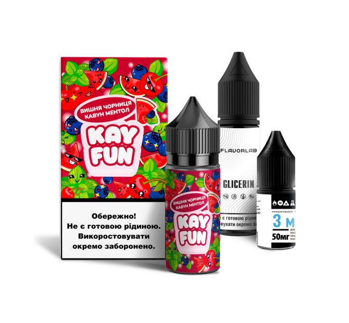Набор компонентов для самозамеса солевой заправки Flavorlab Kayfun 30 мл (Вишня Черника Арбуз Ментол, 0-50 мг) (18713)