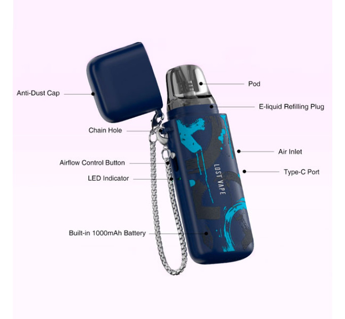Под-система Lost Vape Ursa Cap Pod 1000mAh 2.5ml Original Kit (Joy Blue) (17445)