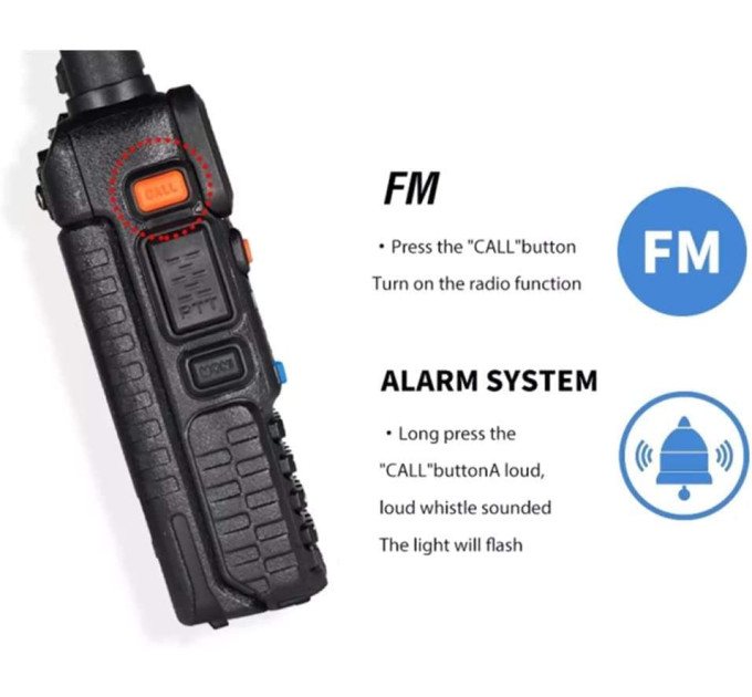 Портативная тактическая Рация + Гарнитура Baofeng UV-5R 5W двухдиапазонная VHF(136-174)/UHF(400-520 МГц) (18835)