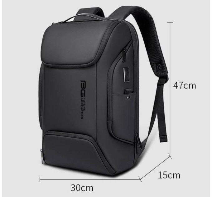 Рюкзак городской Bange BG-7267 25л ранец с отсеком для ноутбука до 15.6'' USB-разъем (Black) (19371)