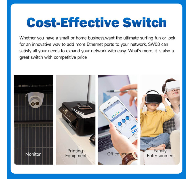 Сетевой коммутатор на 8 портов PIX-LINK LV-SW08S портативный свитч для интернета (White) (18897)