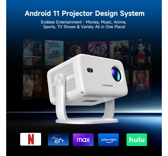 Смарт проектор с автофокусом Magcubic L018 Android 14, chip H726, 8K24fps,1GB/8GB Wi-Fi 2.4G/5G Обновленная версия Кинотеатр (White) (19028)