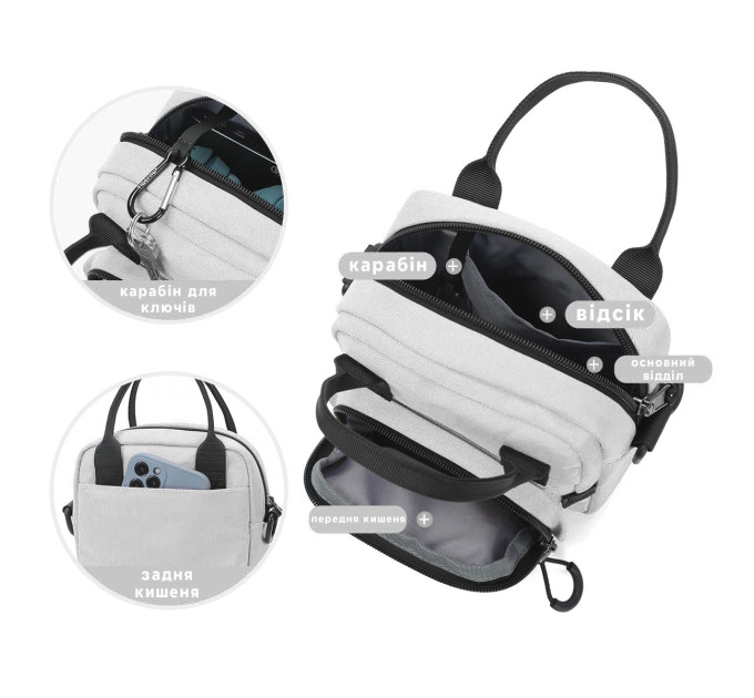Сумка через плечо женская Tigernu T-S8668 2.2л для планшета до 7'' (White) (18192)