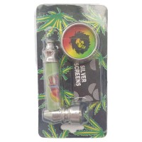 Трубка курительная + гриндер для измельчения табака HL-YD-305 (Bob Marley Silver Green)