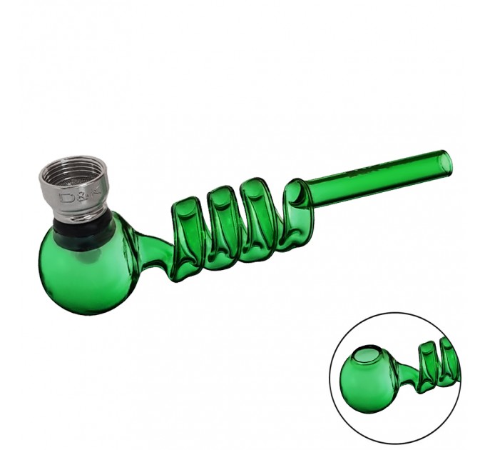 Трубка курительная стеклянная с охлаждением D&K Спираль DK-8569A (Green) (15673)