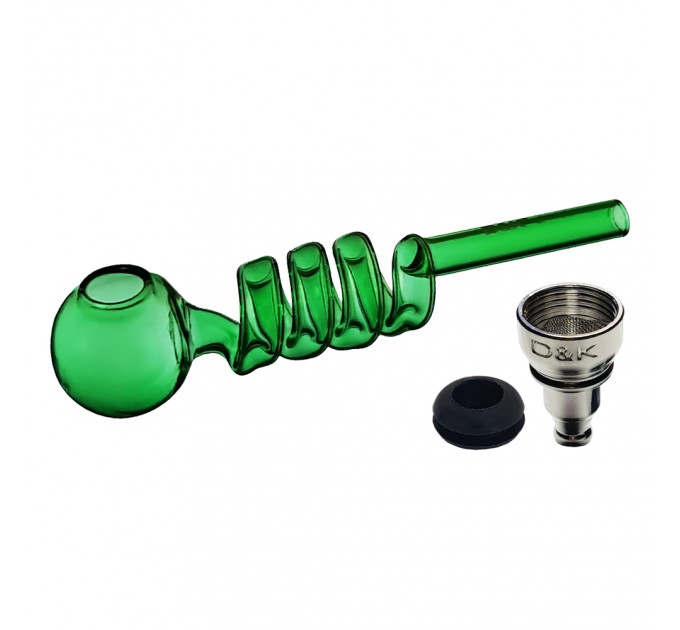 Трубка курительная стеклянная с охлаждением D&K Спираль DK-8569A (Green) (15673)