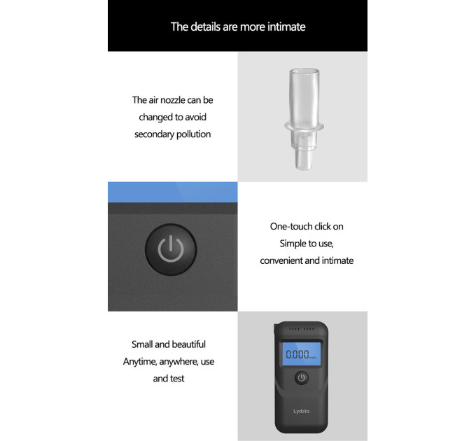 Высокоточный Алкотестер цифровой Lydsto Youpin HD-JJCSY02 (Black) (18572)