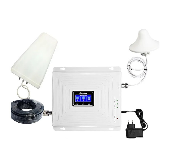 GSM усилитель Lintratek KW20C-GDW 900-1800-2100MHZ Репитер мобильной связи и интернета 4G LTE, Полный комплект (19268)