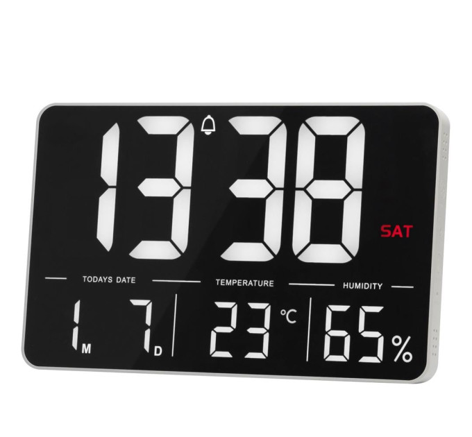 Часы электронные настенные и настольные LOSSO GRAND WC-600 Будильник с пультом (White) (18967)