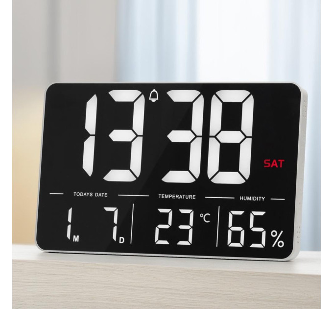 Часы электронные настенные и настольные LOSSO GRAND WC-600 Будильник с пультом (White) (18967)