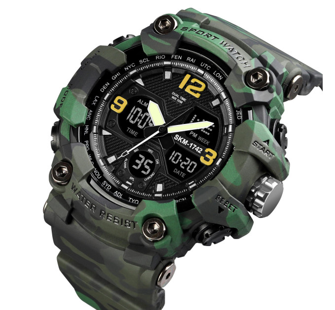 Часы наручные мужские Skmei 1742 Original (Camouflage Green, 1742CMGN) (17168)