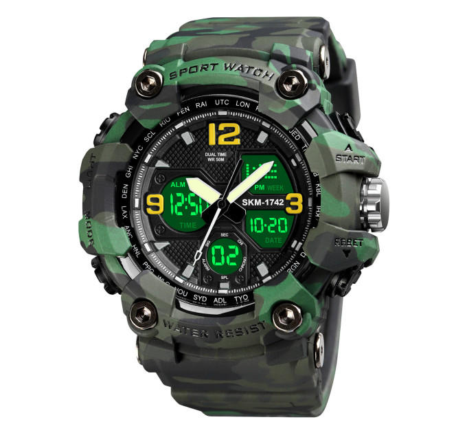 Часы наручные мужские Skmei 1742 Original (Camouflage Green, 1742CMGN) (17168)