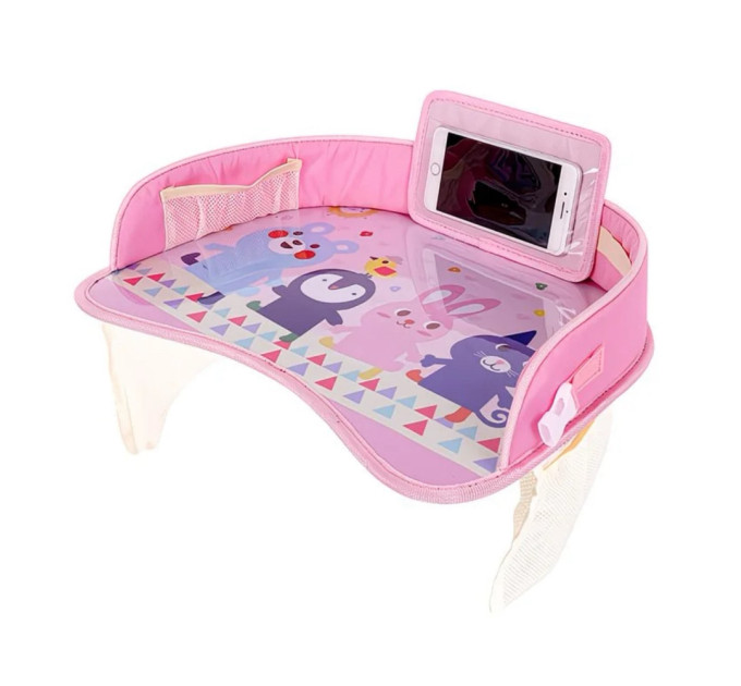 Детский дорожный столик в автомобиль для автокресла LVR 023 с карманом для телефона (Pink) (18990)