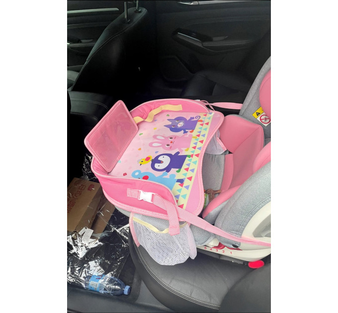 Детский дорожный столик в автомобиль для автокресла LVR 023 с карманом для телефона (Pink) (18990)