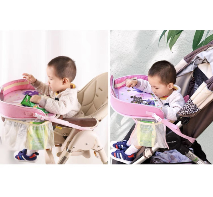 Детский дорожный столик в автомобиль для автокресла LVR 023 с карманом для телефона (Pink) (18990)