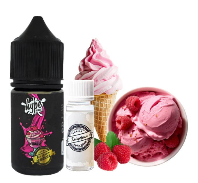 Набор для самозамеса на солевом никотине Hype Black 30 мл (Ice Cream Raspberry Малиновое мороженое, 0-50 мг) (17985)