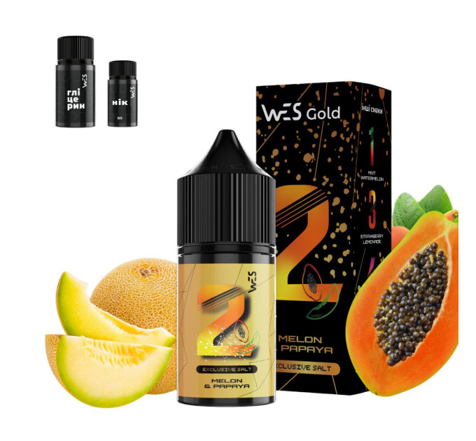 Набір для самозамісу на сольовому нікотині WES Gold 30 мл, 0-65 мг Melon Papaya (Диня, папайя та манго) (16383)