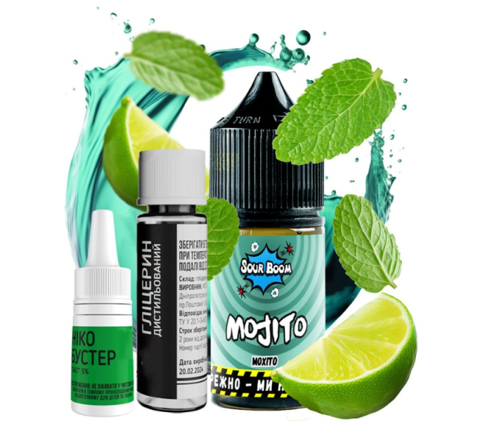 Набор для самозамеса солевой Sour Boom 30 мл (Mojito Мохито, 0-65 мг) (17319)