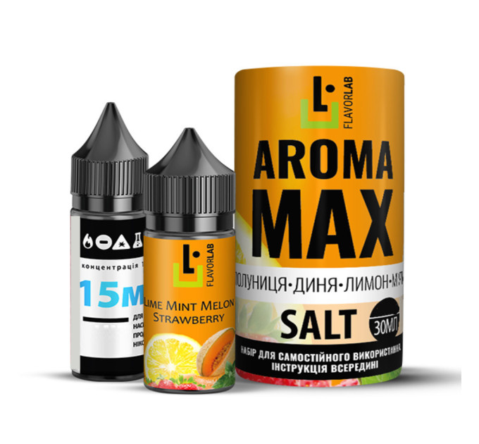 Набор компонентов для самозамеса солевой жидкости Flavorlab Aroma MAX 30 мл (Клубника-Дыня-Лимон-Мята, 0-65 мг) (17935)