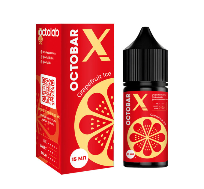 Набор компонентов для самозамеса солевой жидкости Octobar X 30 мл (Grapefruit Ice Грейпфрут Айс, 0-65 мг) (17896)