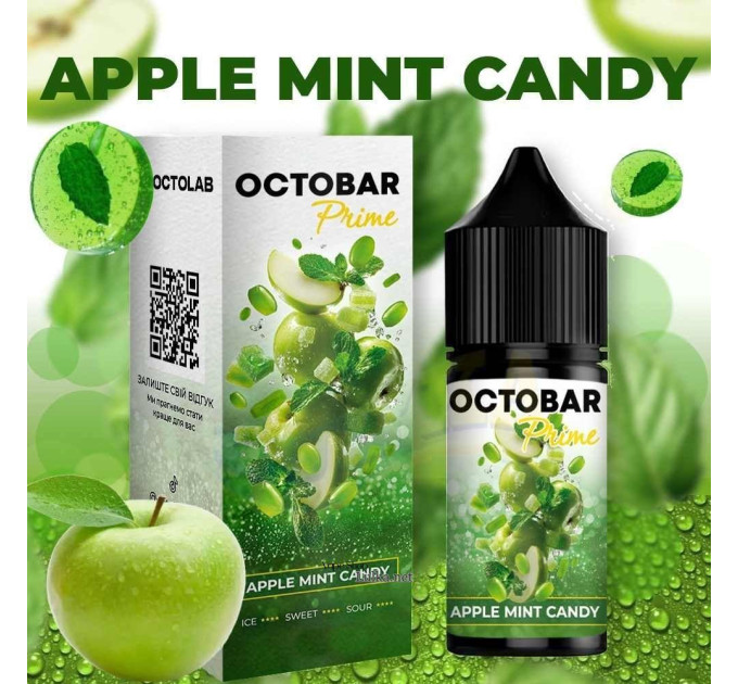 Набор компонентов для самозамеса солевой заправки Octobar Prime 15 мл (Apple Mint Candy, Яблочно-мятная конфета 0-50 мг) (19047)
