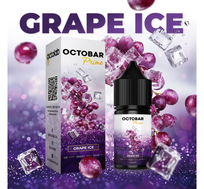 Набор компонентов для самозамеса солевой заправки Octobar Prime 15 мл (Grape Ice, Виноград айс 0-50 мг) (19053)