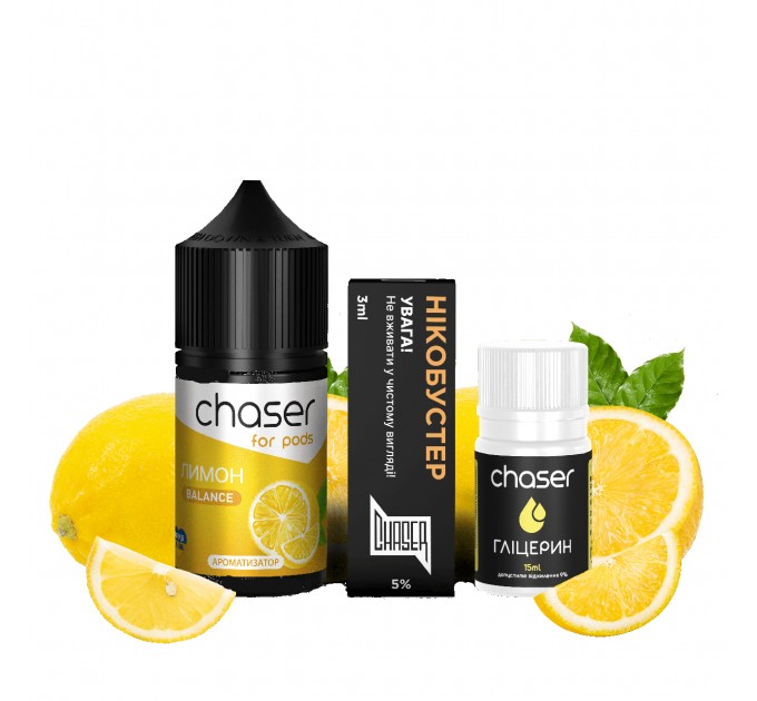 Набор компонентов заправки для самозамеса на солевом никотине CHASER For Pods BALANCE NEW 30 мл (Лимон, 0-50 мг) (15623)