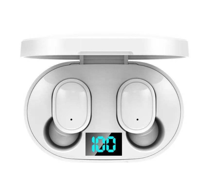 Наушники беспроводные TWS E6S с LED дисплеем (White) (17633)