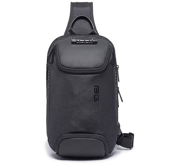 Однолямочный рюкзак через плечо Bange BG-7082 9л Сумка-слинг с USB-разъемом и замком (Black) (19378)