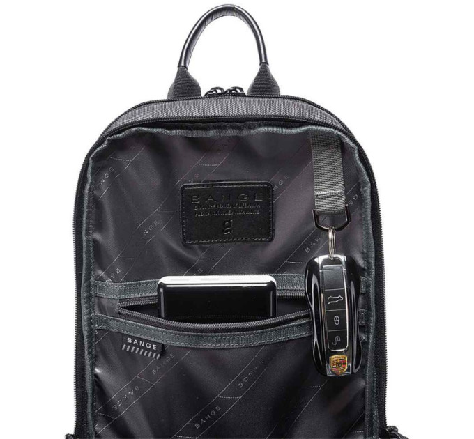 Однолямочный рюкзак через плечо Bange BG-7082 9л Сумка-слинг с USB-разъемом и замком (Black) (19378)