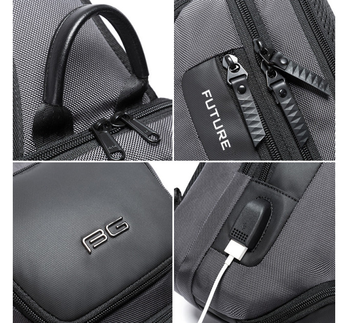 Однолямочный рюкзак через плечо Bange BG-7086 9л Сумка-слинг с USB-разъемом (Gray) (19381)