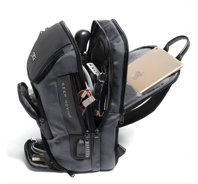 Однолямочный рюкзак через плечо Bange BG-7086 9л Сумка-слинг с USB-разъемом (Gray) (19381)