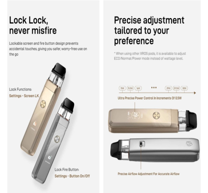 Под-система Vaporesso XROS PRO 2 30W Pod 2000mAh 3ml электронная сигарета Original Kit (Glittering Silver) (18820)