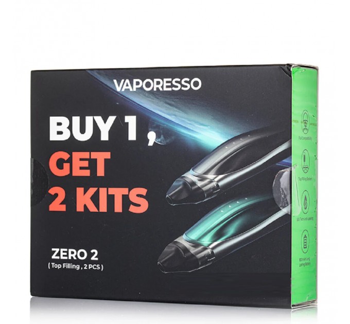 Підсистема Vaporesso Zero 2 Original Pod System 800mAh 3ml дві сигарети в наборі (Black & Black Green)