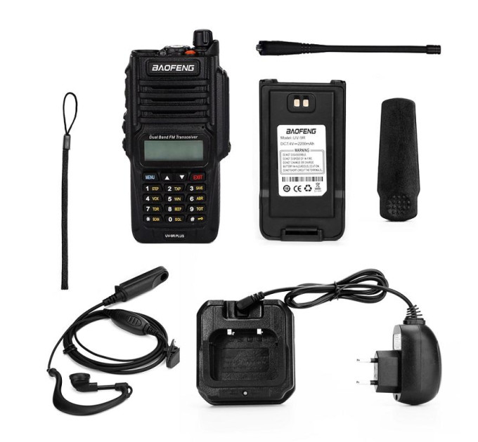 Портативная тактическая рация Baofeng UV-9R PLUS 8w влагозащищенная двухдиапазонная 136-174/400-470 мГц с гарнитурой (19178)