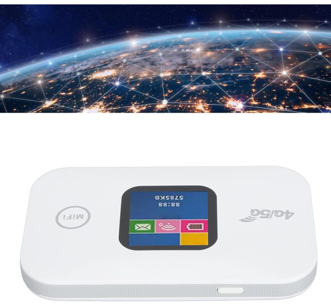 Портативный Wi-Fi модем Mobile Router PH319-E LCD 2.4G , 4G и 5G LTE роутер (White) (17963)