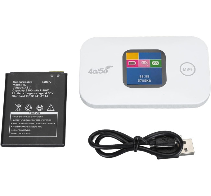 Портативный Wi-Fi модем Mobile Router PH319-E LCD 2.4G , 4G и 5G LTE роутер (White) (17963)