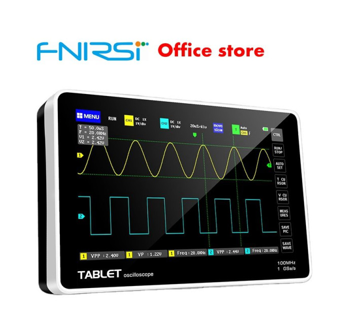 Портативный цифровой осциллограф Fnirsi 1013D двухканальный, полоса пропускания 100 Мбит/с, 100 МГц, 1 GSa/s, 7