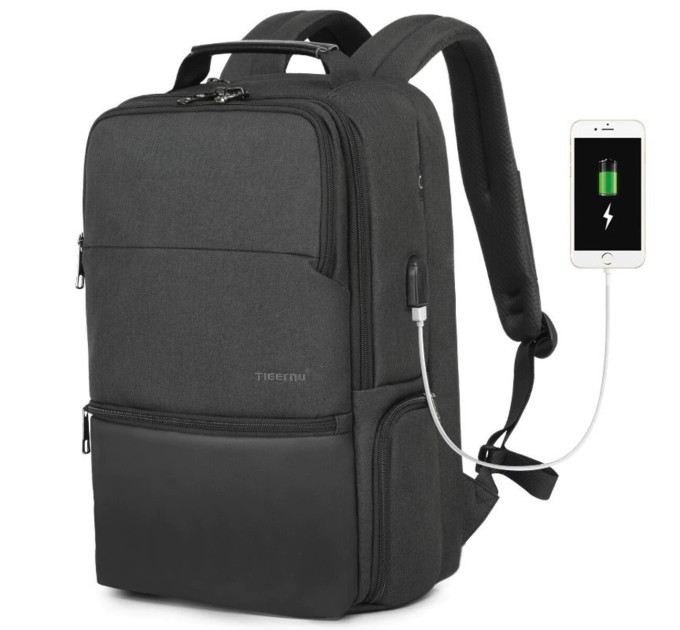 Рюкзак городской Tigernu T-B3905 25л с USB для ноутбука 15.6'' (Black) (17054)
