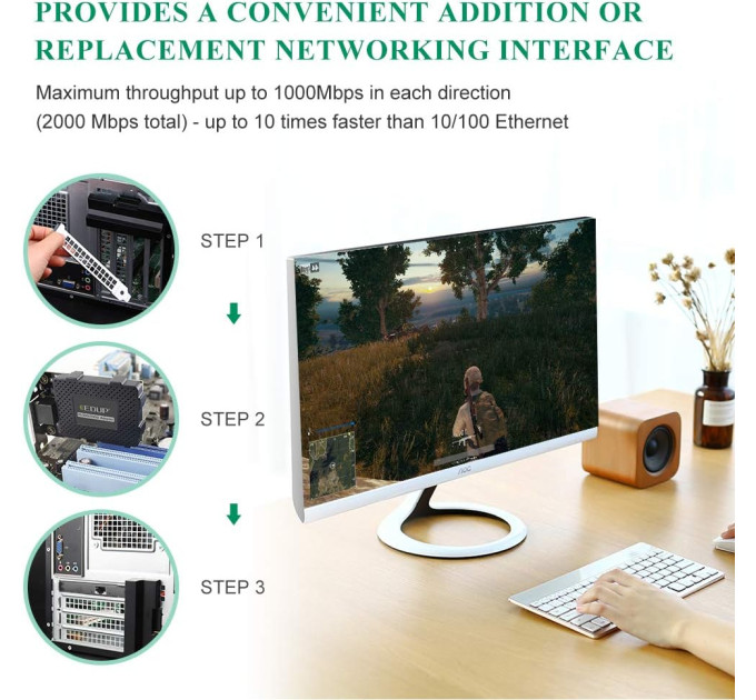 Сетевая карта EDUP EP-9602GS гигабитный сетевой адаптер PCI Express PCIe для ПК (19208)